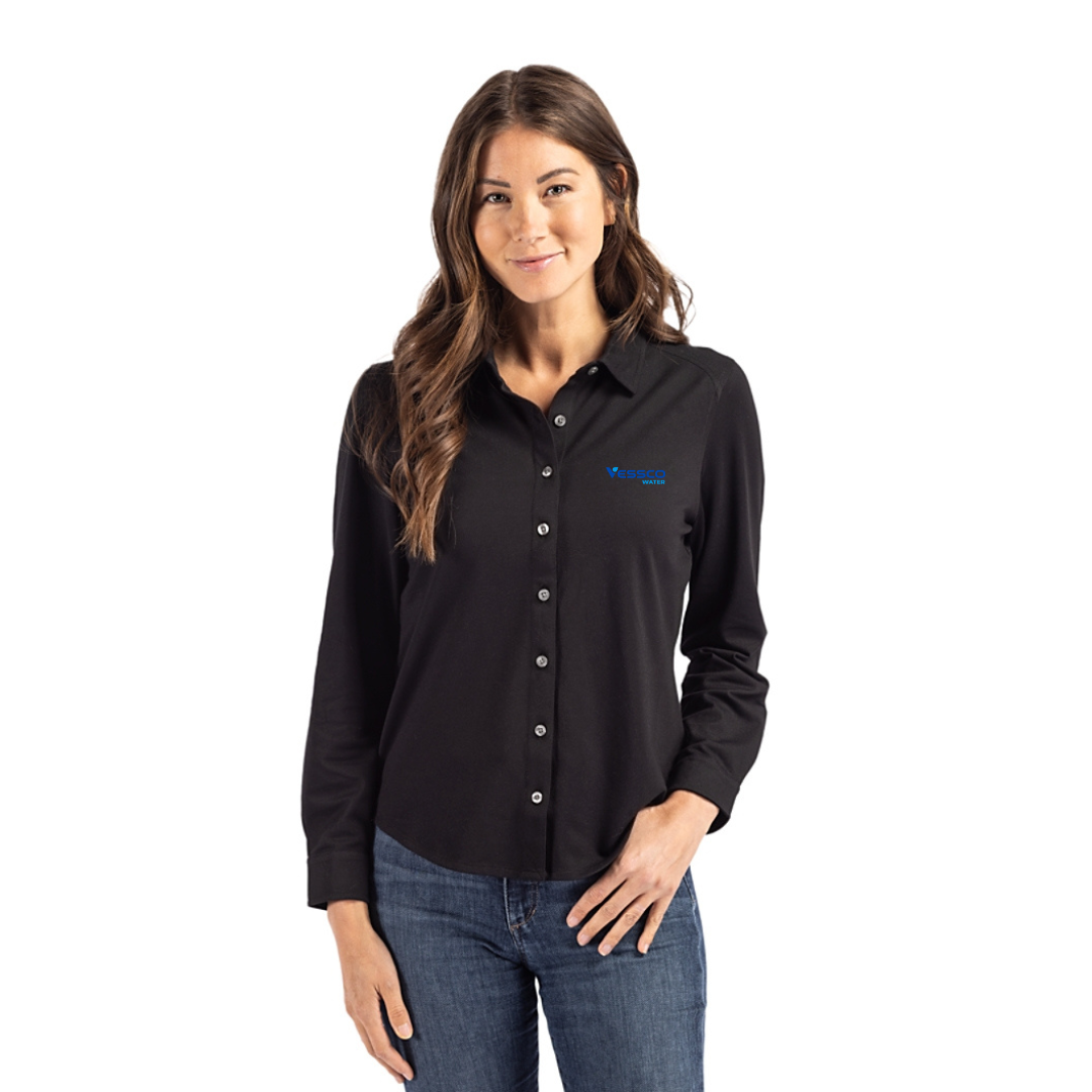 Cutter & Buck Cotton-Blend Pique Womens Button Down Shirt
