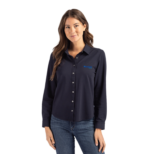 Cutter & Buck Cotton-Blend Pique Womens Button Down Shirt