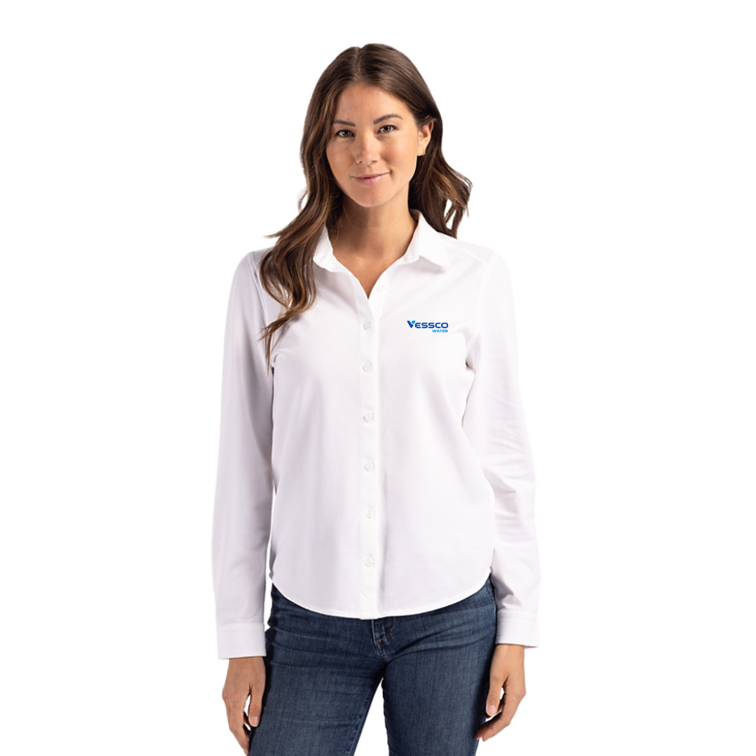 Cutter & Buck Cotton-Blend Pique Womens Button Down Shirt
